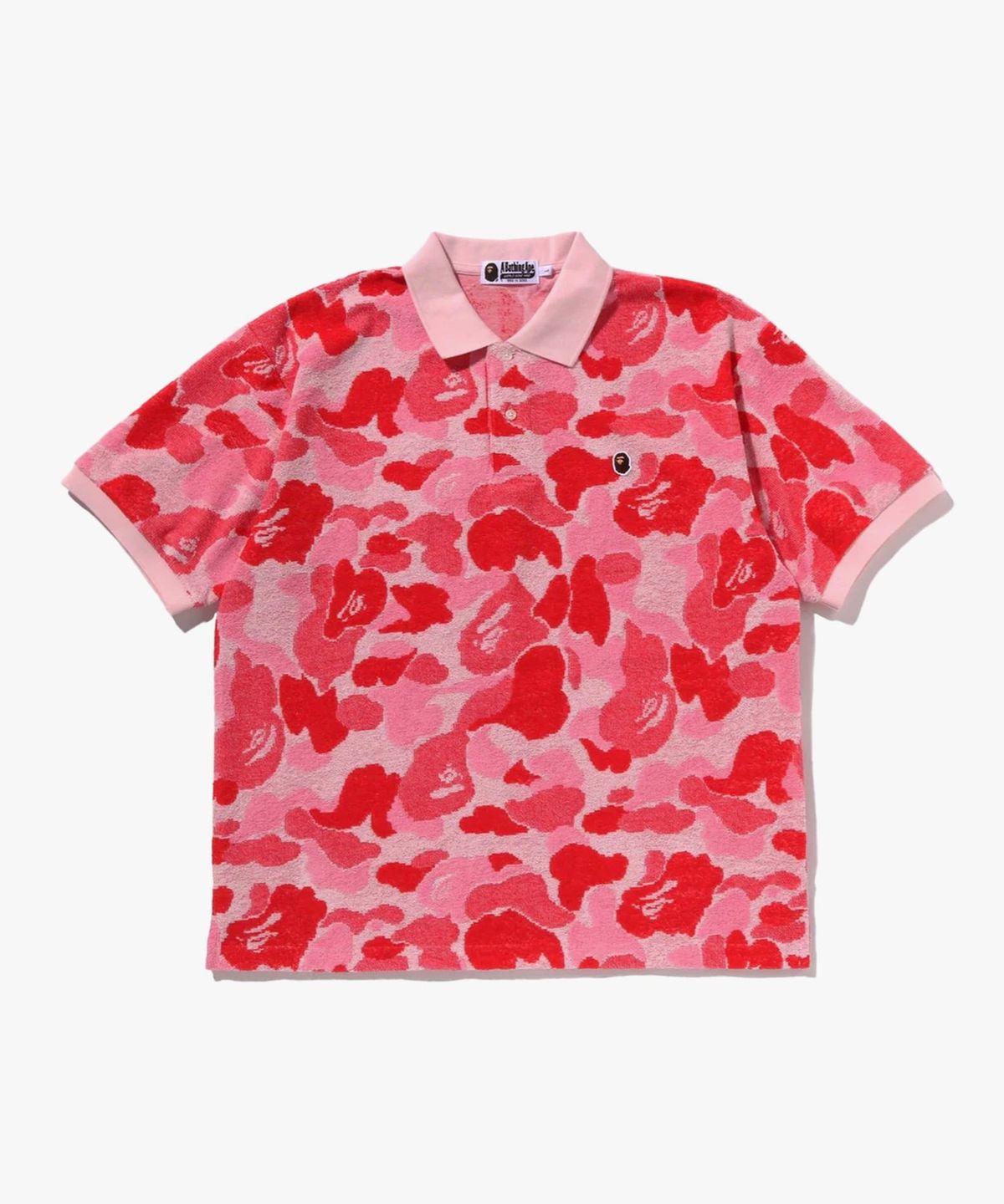 베이프(BAPE) ABC 카모 파일 자카드 릴렉스트 핏 폴로 셔츠(M) PINK
