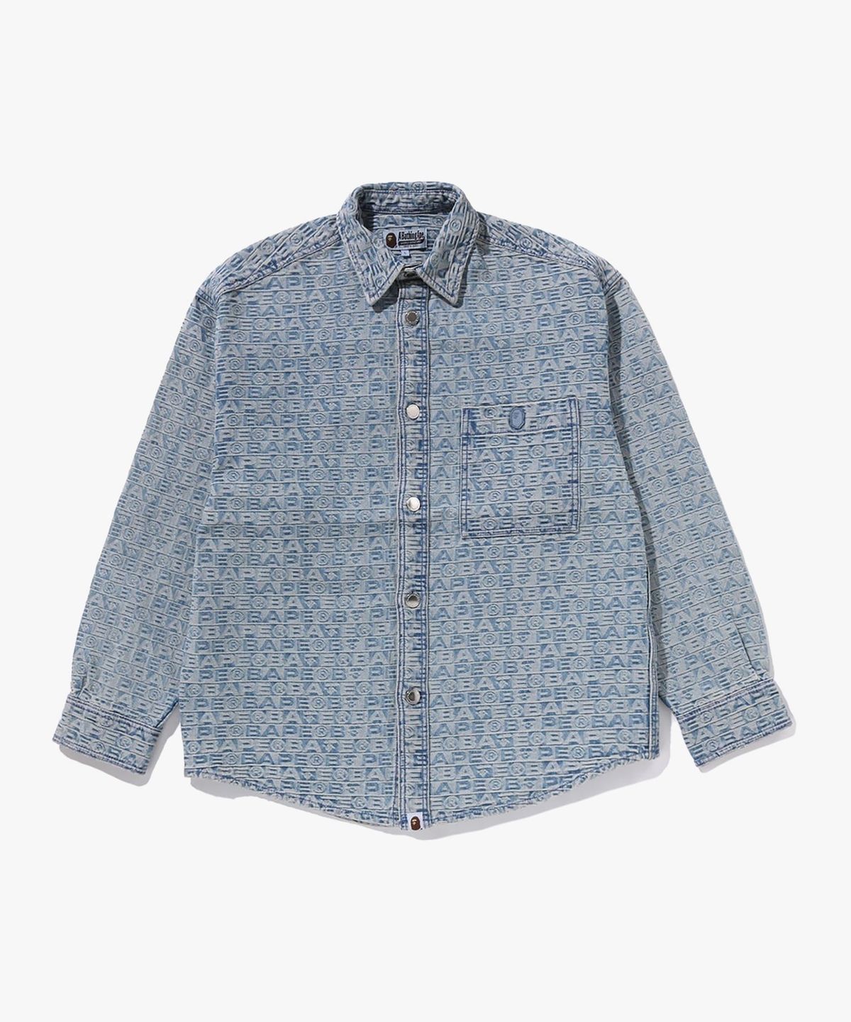 베이프(BAPE) 럭스 스포츠 패턴 자카드 10oz 데님 셔츠(M) LIGHT INDIGO