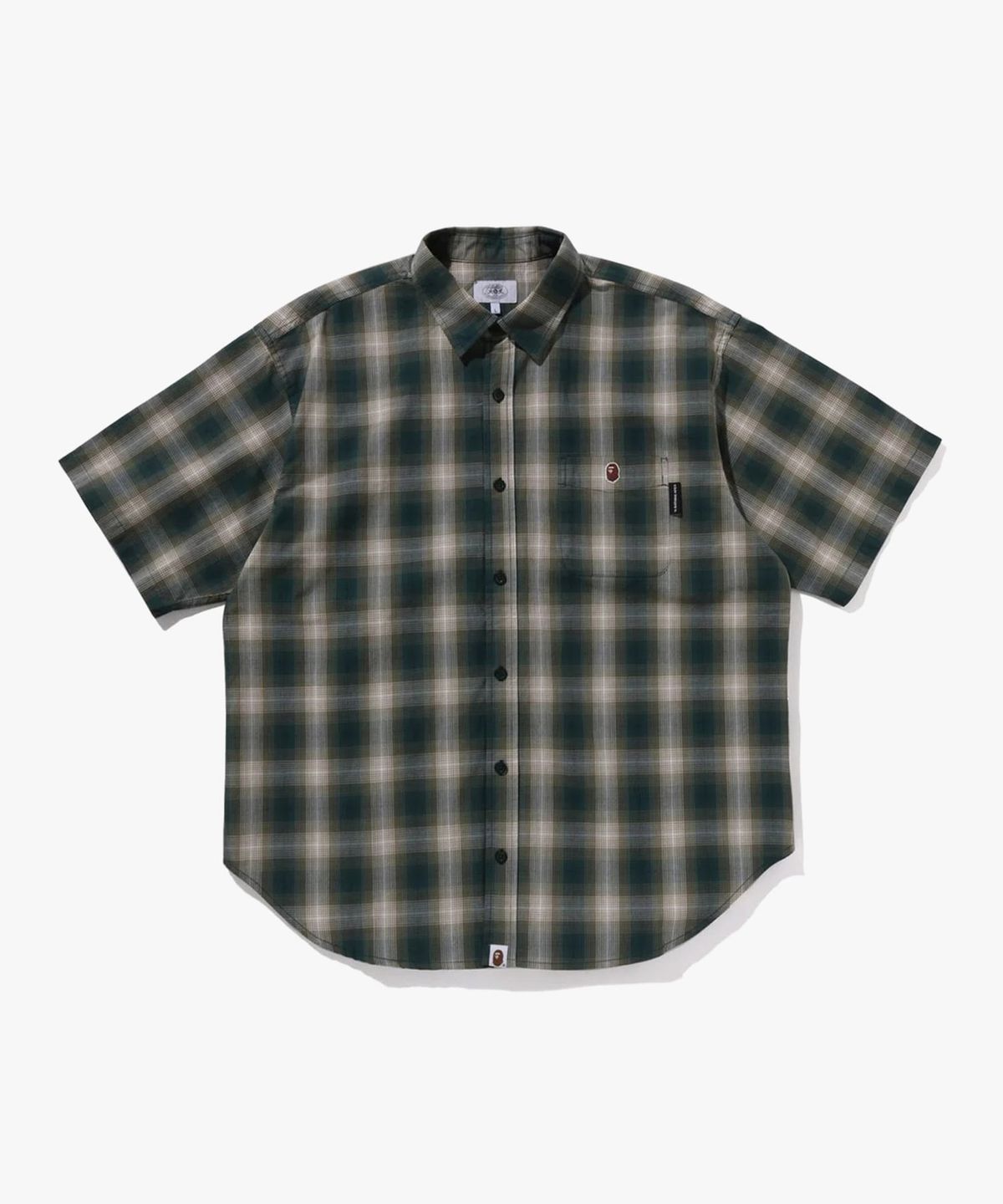 베이프(BAPE) 옴브레 체크 릴렉스트 핏 SS 셔츠(M) GREEN