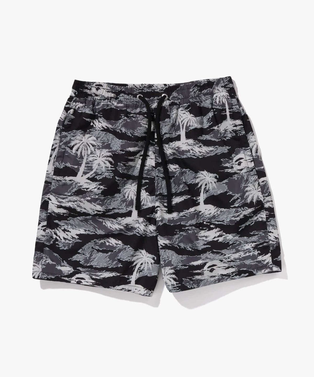 베이프(BAPE) 팜 트리 카모 릴랙스드 핏 비치 쇼츠(M) BLACK