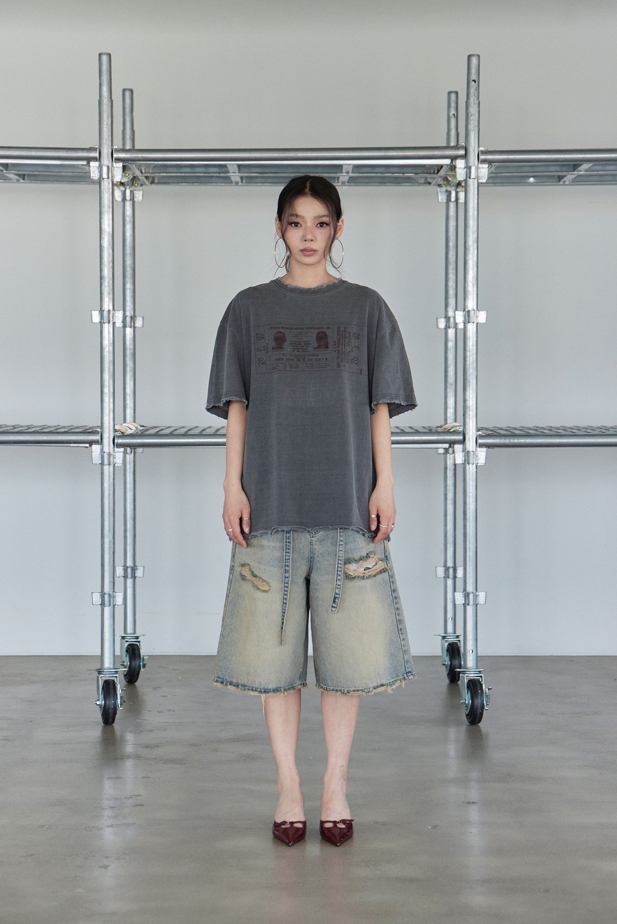 노 엑스트라 터치(NO EXTRA TOUCH) Old Boxing Ticket T-shirts (Vintage Charcoal) / 25SMTS001CH