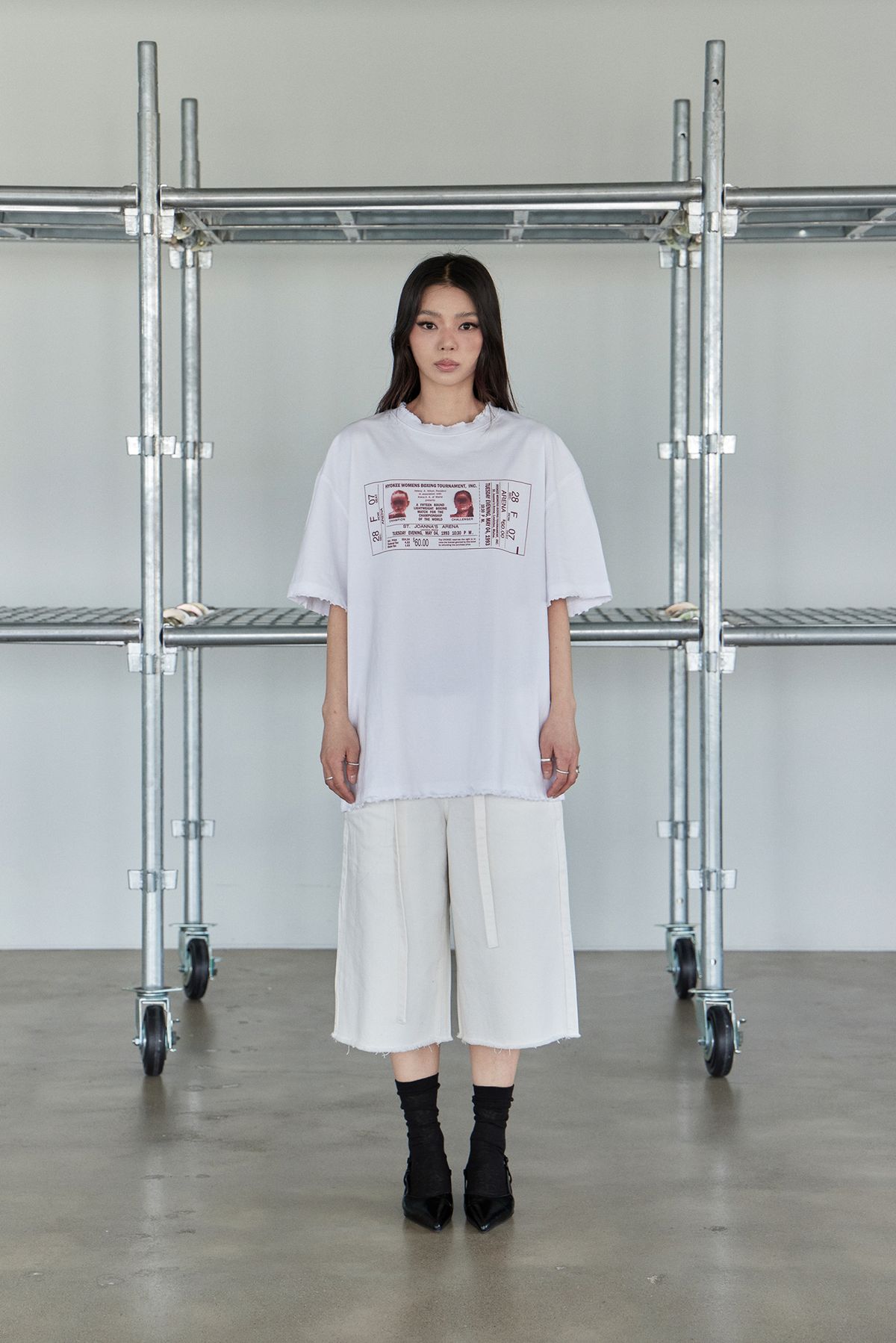 노 엑스트라 터치(NO EXTRA TOUCH) Old Boxing Ticket T-shirts (White) / 25SMTS001WH