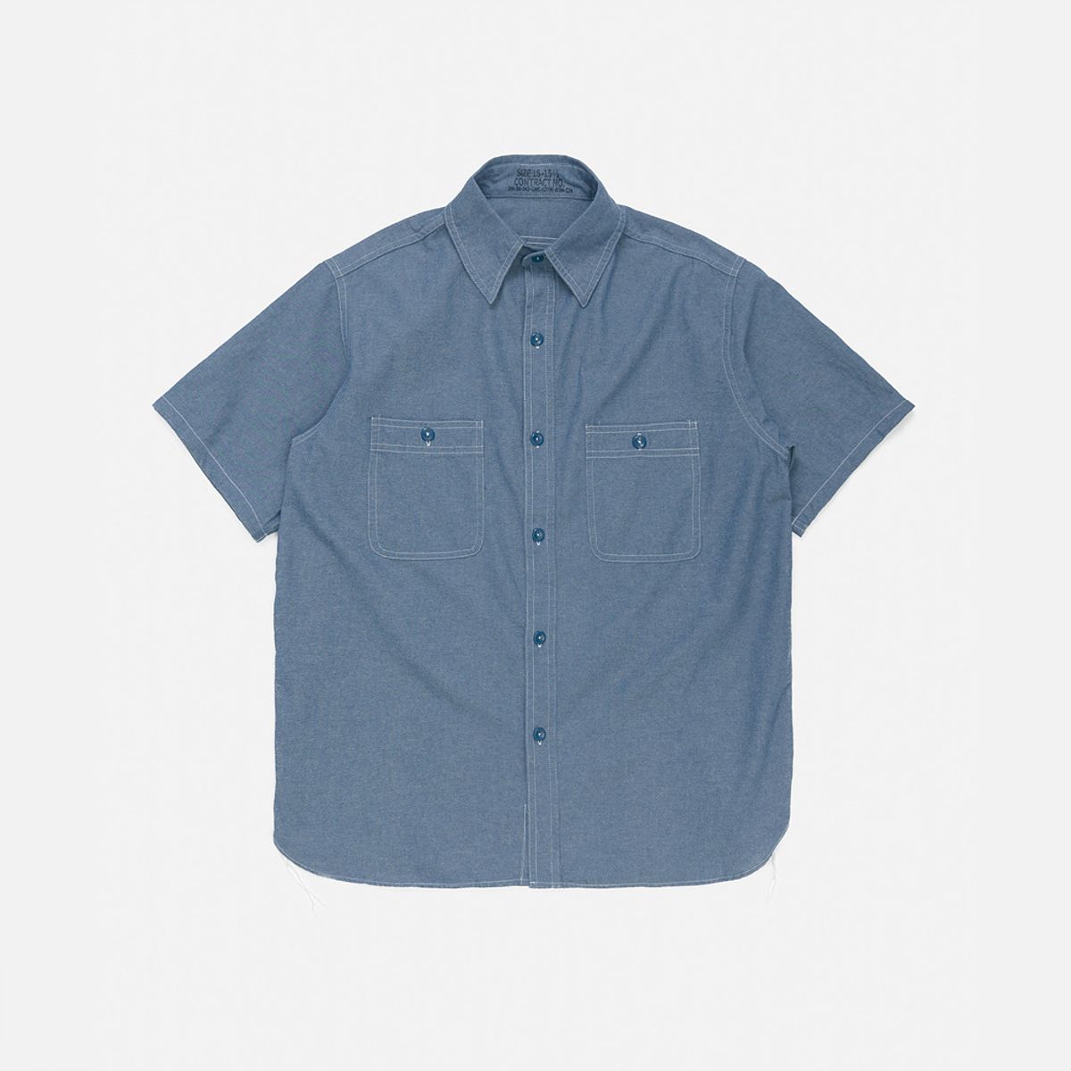 와이엠씨엘케이와이(YMCL KY) US Type Chambray Shirt (50s Model) Short Sleeve - Blue