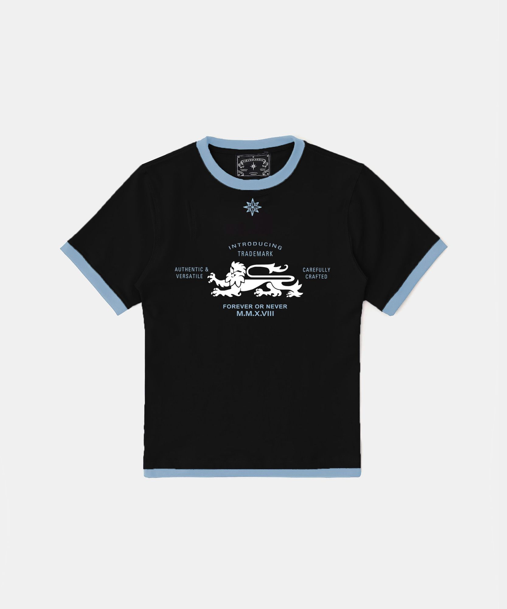 【BADBLOOD】Lion Jersey Ringer T-Shirt ♥3Colors Badblood Lion Jersey Ringer T-Shirt - Light Blue – BBGSHOPHK