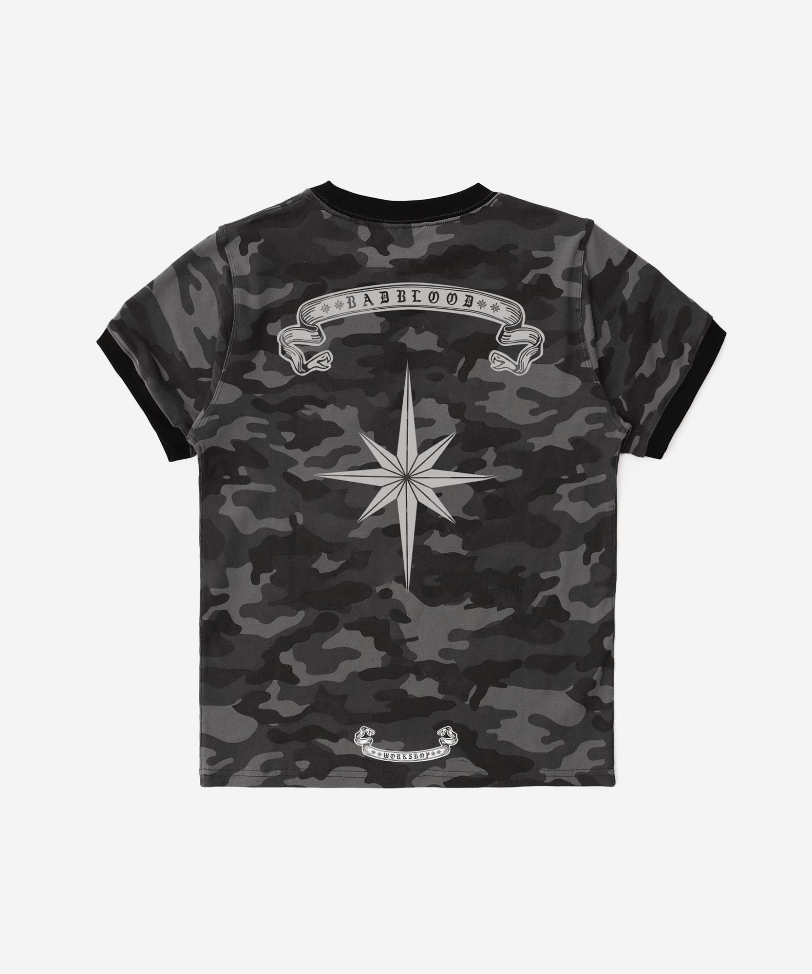 【BADBLOOD】Cosmo Reflective Ringer T-Shirt ★男女共用★ MUSINSA | BADBLOOD Cosmo Reflective Ringer T-Shirt - Black Camo