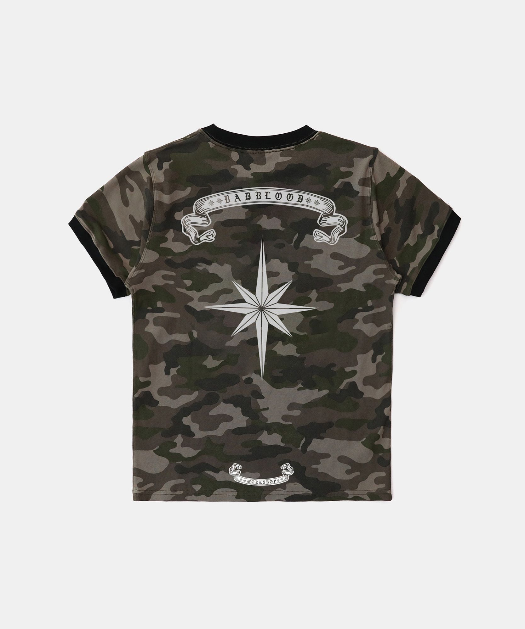 ◆25SS BADBLOOD Cosmo Reflective Ringer T-Shirt/3色◆ MUSINSA | BADBLOOD Cosmo Reflective Ringer T-Shirt - Green Camo