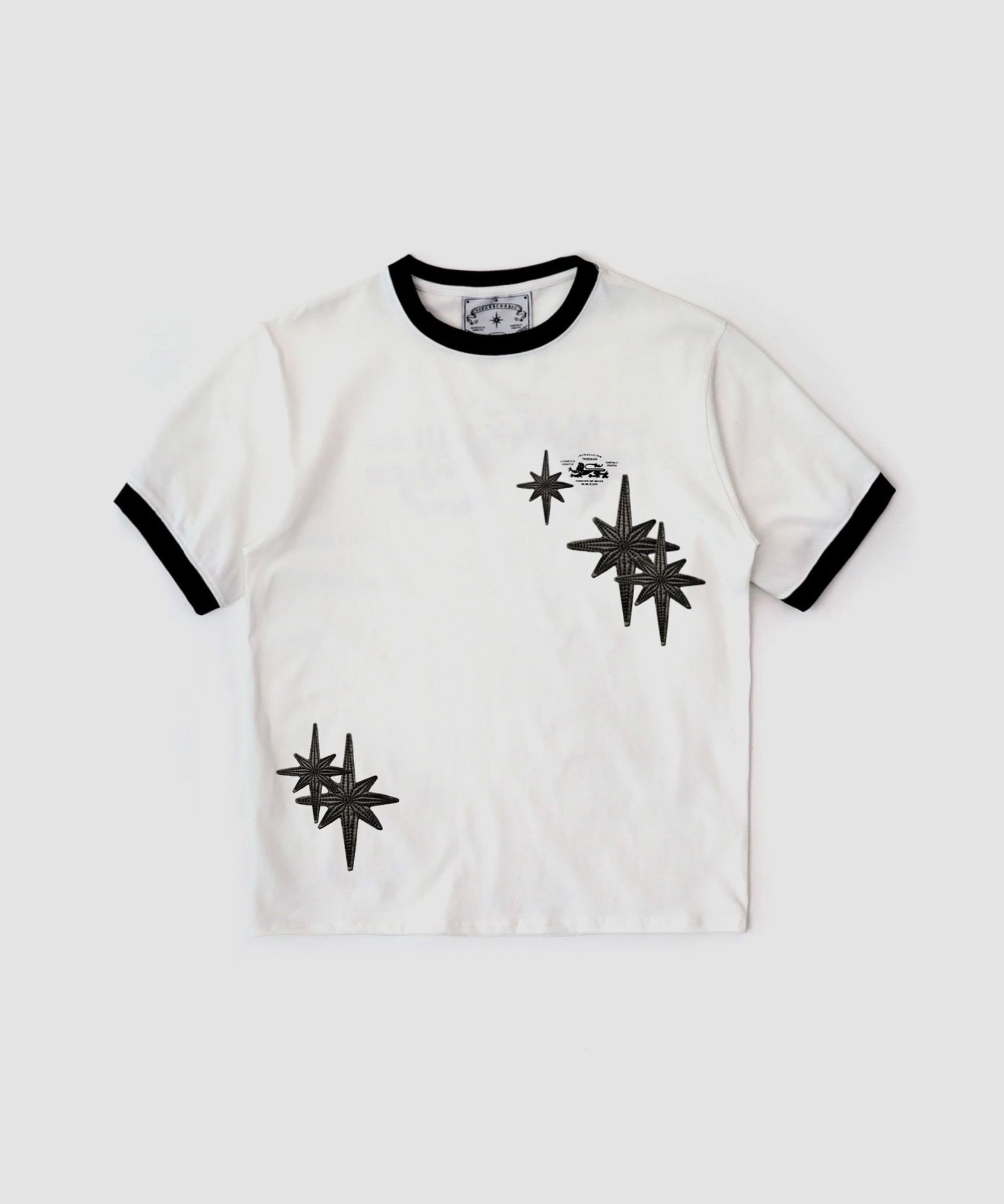 MUSINSA | BADBLOOD Cosmo Multi Patch Ringer T-Shirt - White
