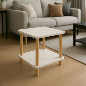 2단 우드 협탁  침대 사이드 테이블 (블랙/화이트)