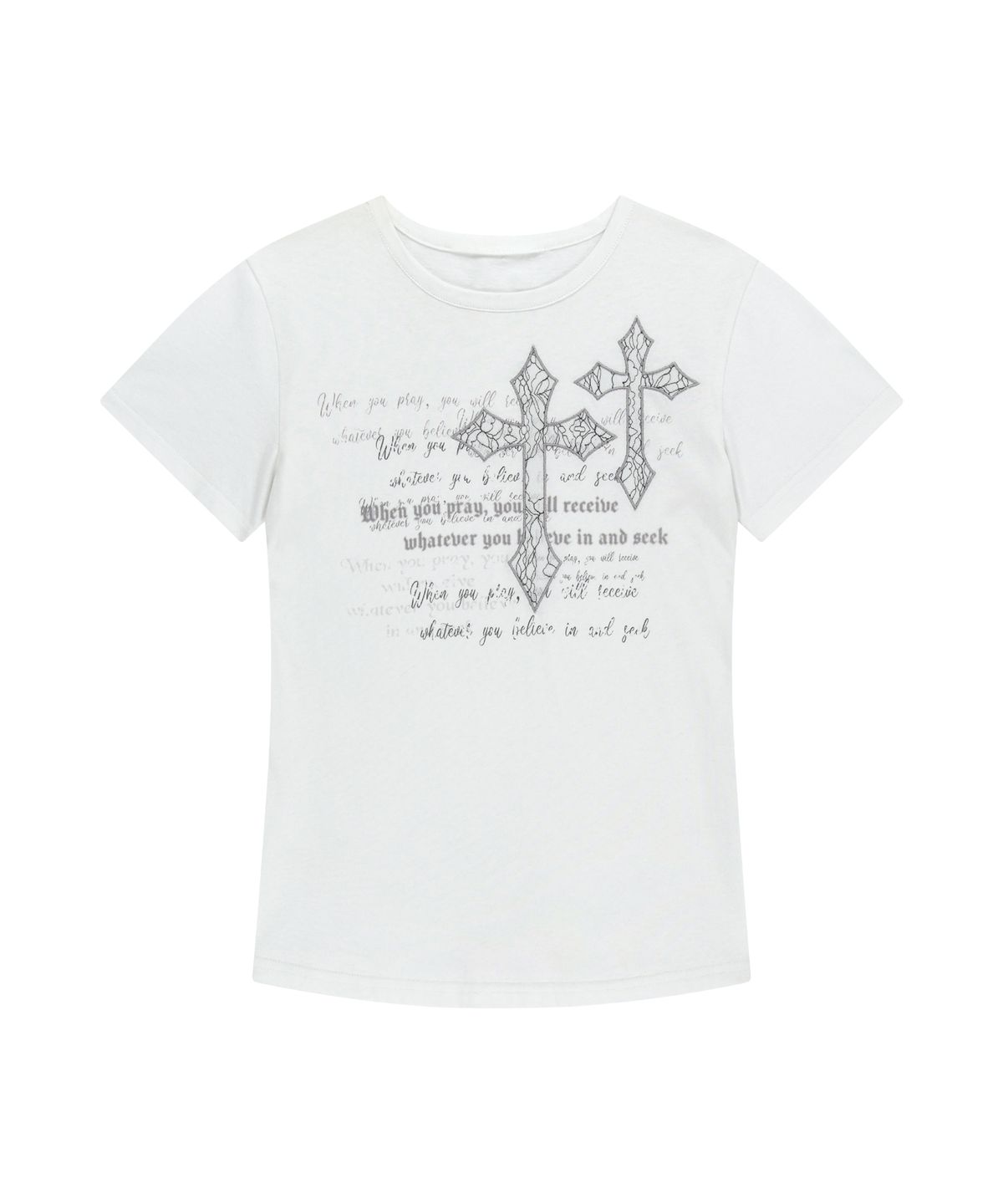 아캄(AAKAM) Laced CROS2 Patch Half Top (White)