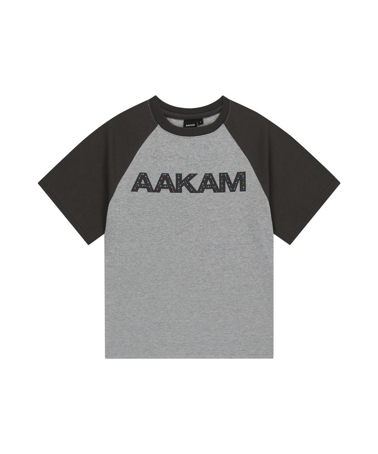 AKM Rhinestone Raglan Half Top (Gray)