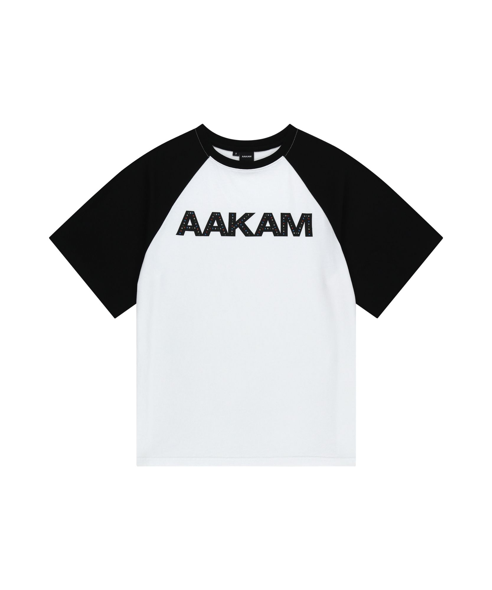 Tシャツ・カットソー AAKAM Rhinestone Graphic Raglan Half Top 5SH065 아캄(AAKAM) Rhinestone Graphic Raglan Half Top (Dark Gray