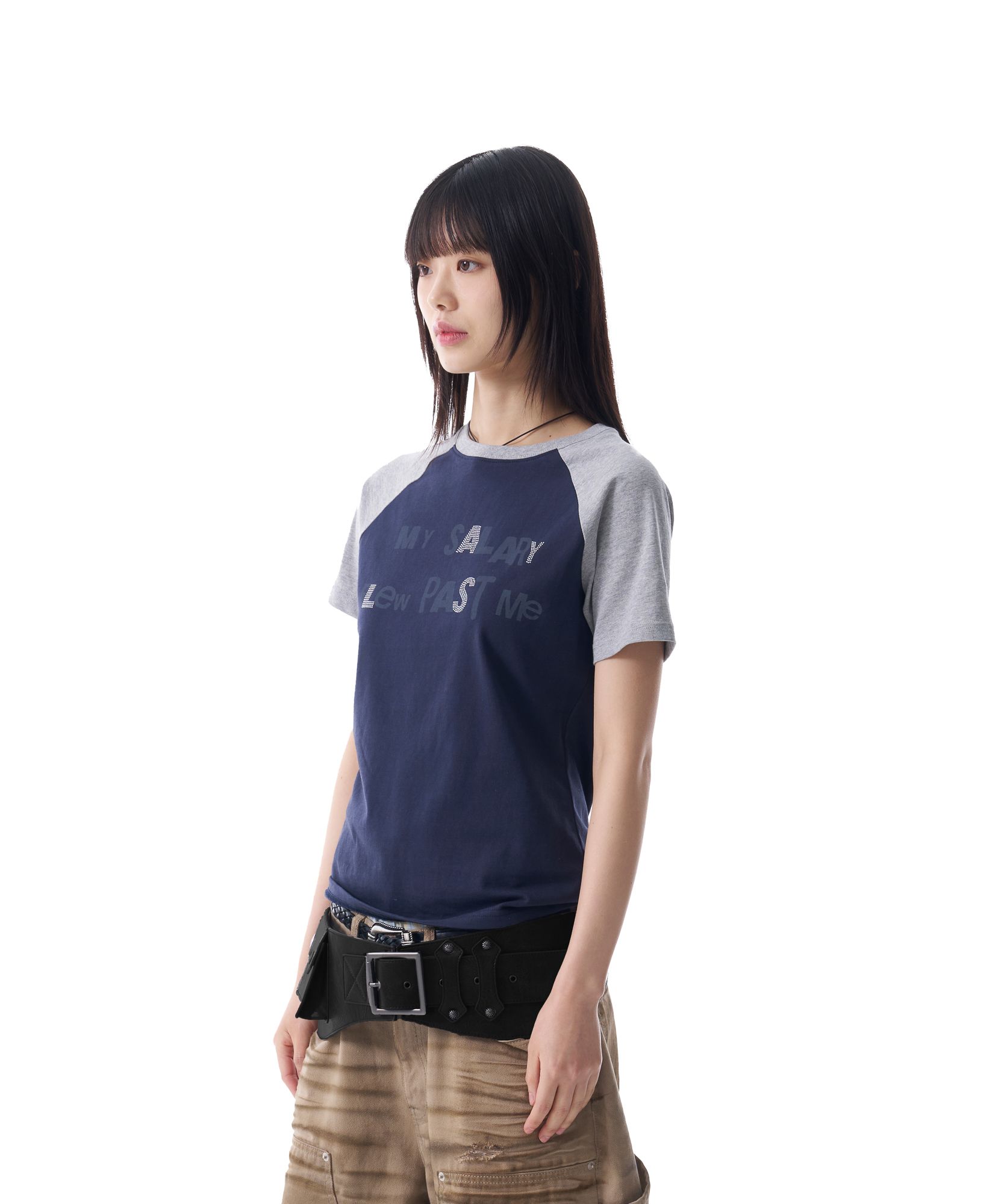 ◆25SS AAKAM Rhinestone Graphic Raglan Half Top/2色◆ MUSINSA | AAKAM Rhinestone Graphic Raglan Half Top (Navy)