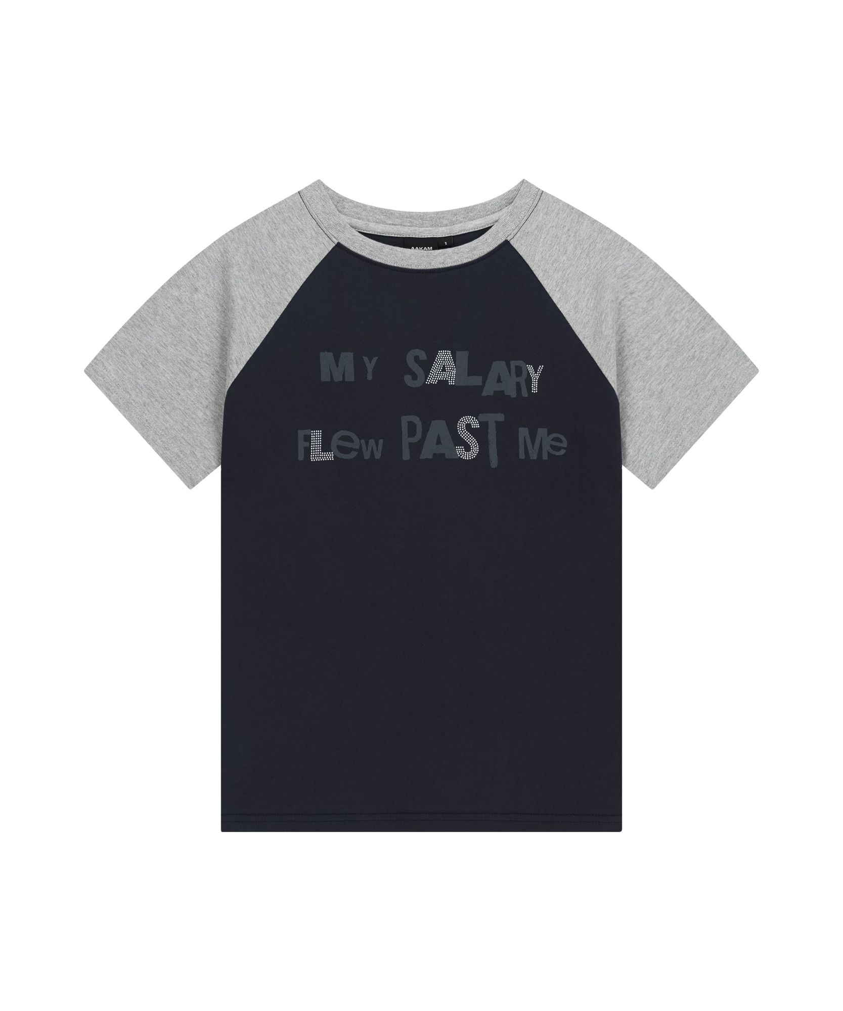 ◆25SS AAKAM Rhinestone Graphic Raglan Half Top/2色◆ MUSINSA | AAKAM Rhinestone Graphic Raglan Half Top (Navy)