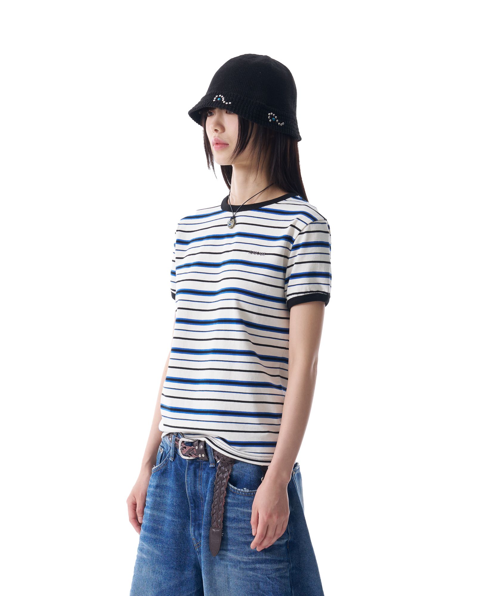【AAKAM】Striped Ringer Top MUSINSA | AAKAM Striped Ringer Top (Ivory-Blue)