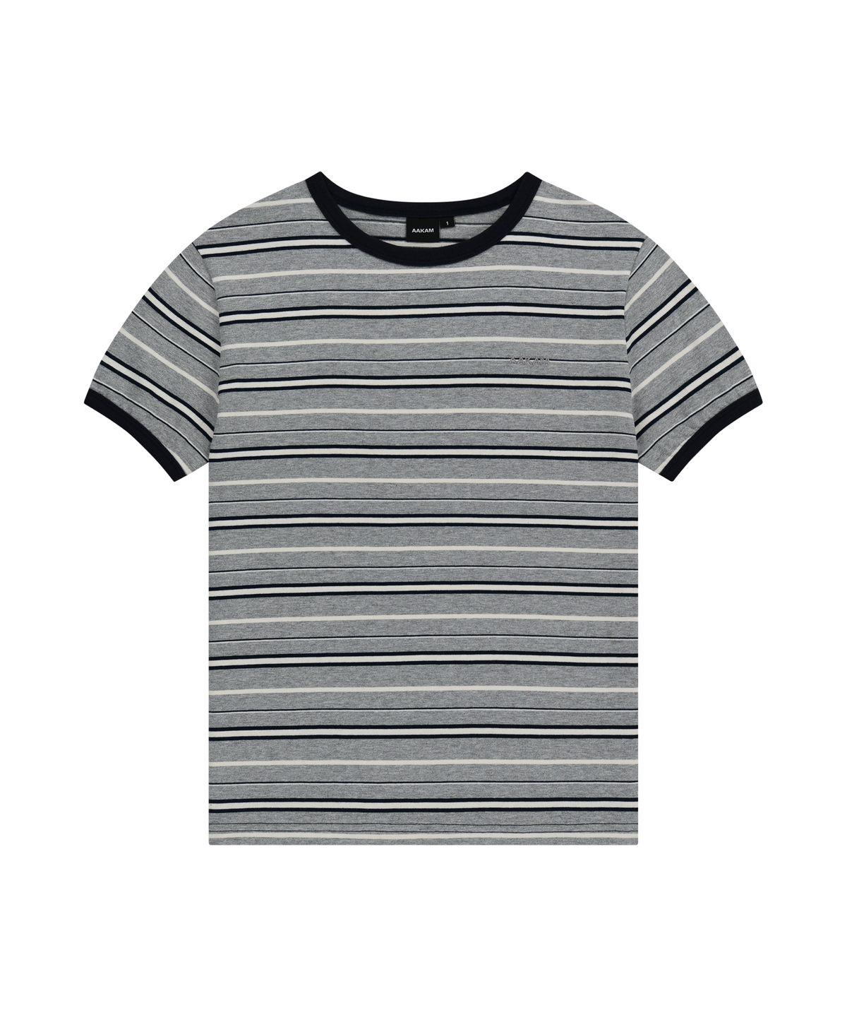 아캄(AAKAM) Striped Ringer Top (Gray-Navy)