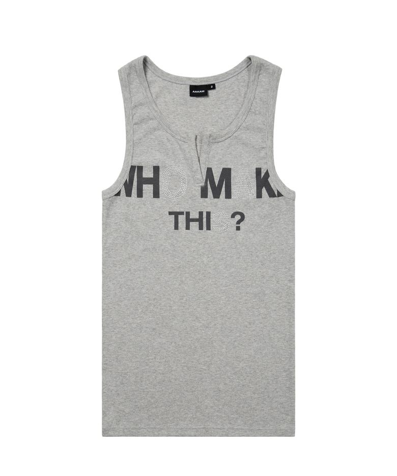 Rhinestone Slit Sleeveless (Gray)