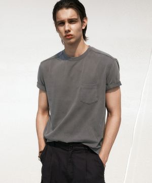 코튼 피그먼트 포켓 티셔츠 (그레이)
