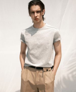 헤비 코튼 크롭 티셔츠 (멜란지그레이)