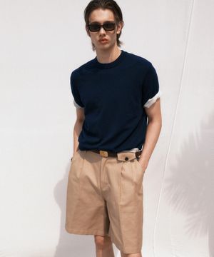 실키 크루넥 하프 니트 (네이비)