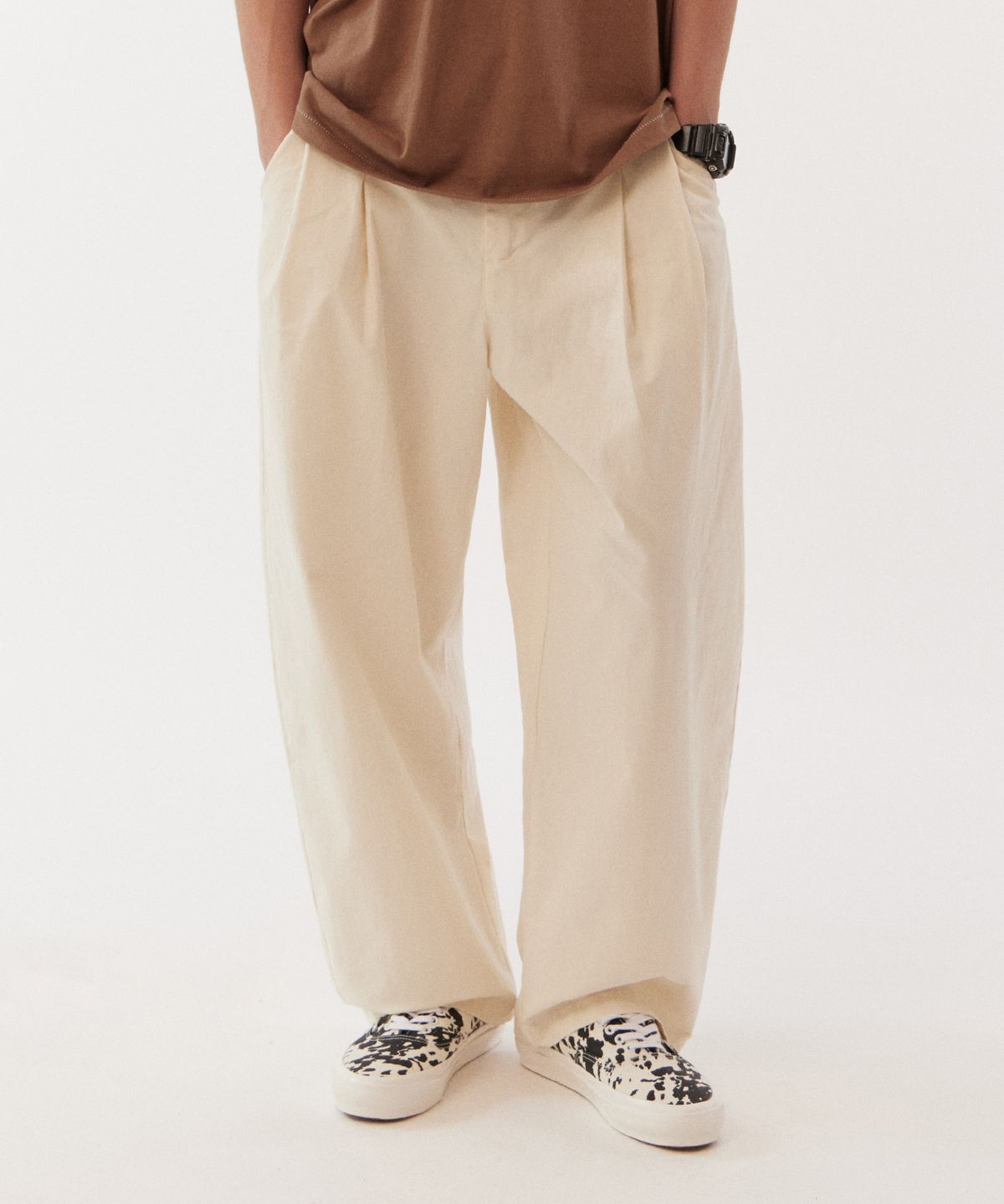 골든선샤인(GOLDEN SUNSHINE) Washed pintuck wide pants_Ivory