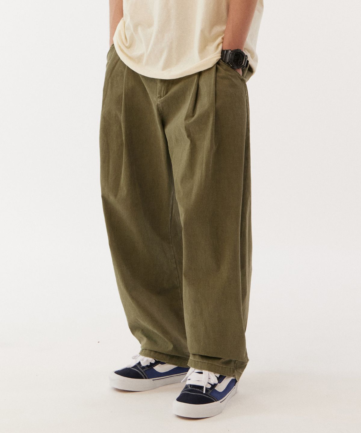 골든선샤인(GOLDEN SUNSHINE) Washed pintuck wide pants_Khaki