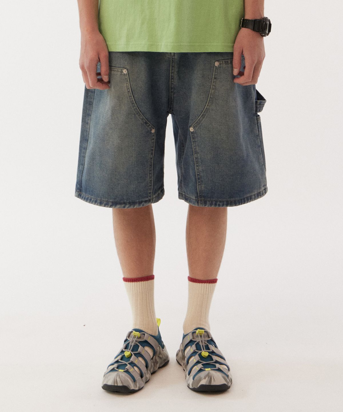 골든선샤인(GOLDEN SUNSHINE) Denim bermuda carpenter shorts_Blue