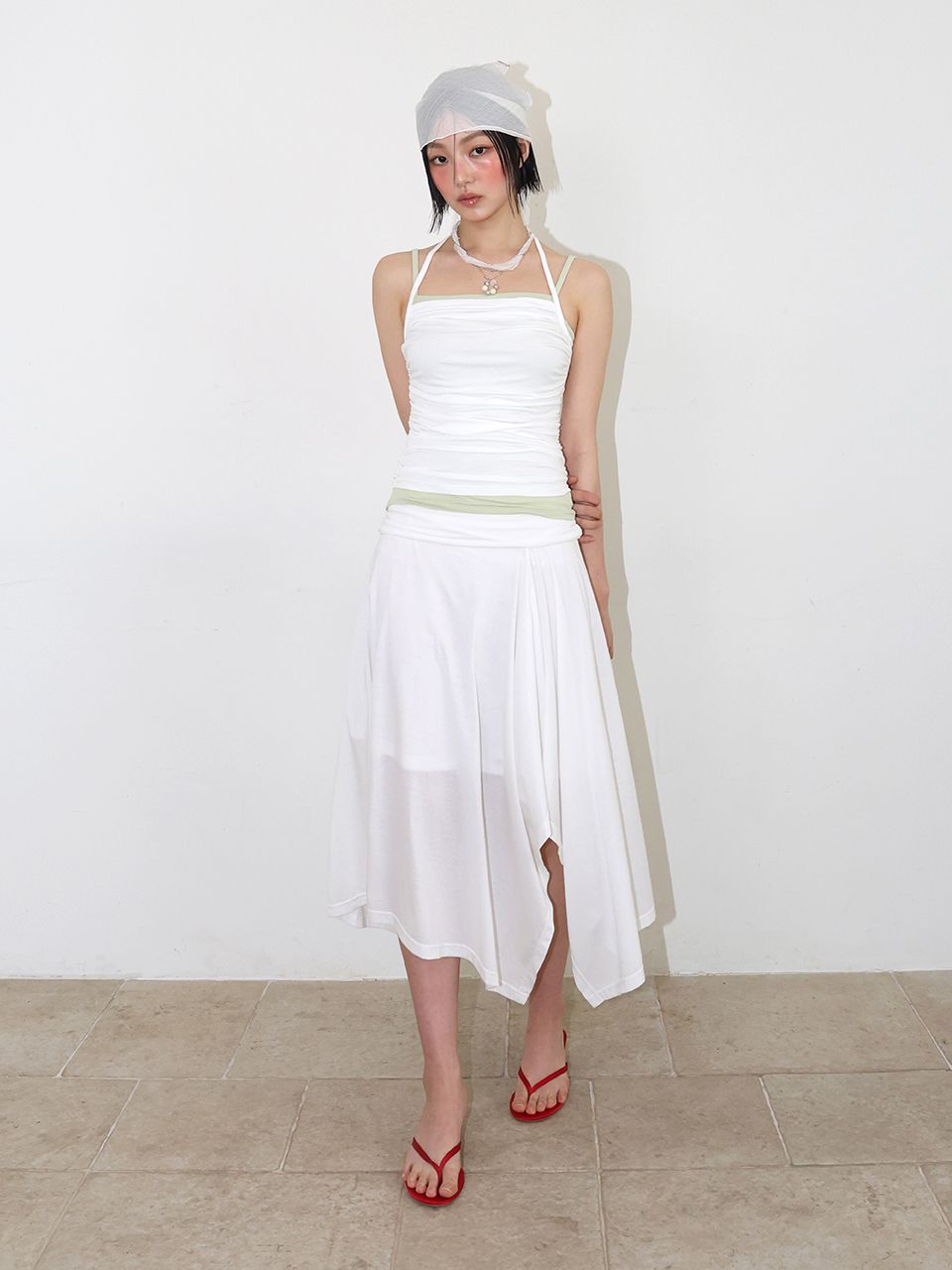 ★MEENDERI★SHIRRING RIBBON LONG SKIRT - WHITE★正規品/人気 MUSINSA | MEENDERI JERSEY SHIRRING LONG SKIRT - WHITE