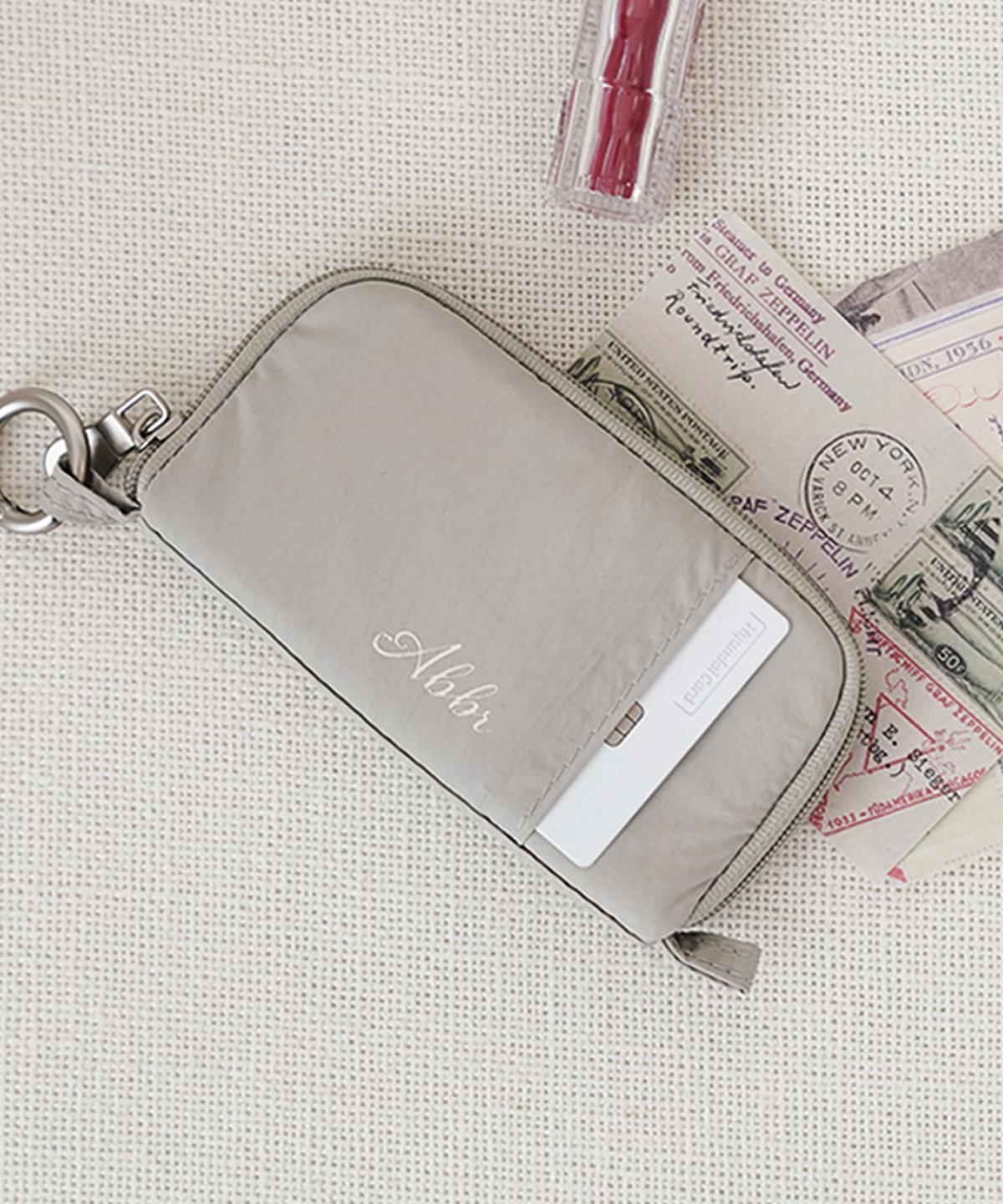 아브르(ABBR) Easy Zip Half Wallet Beige