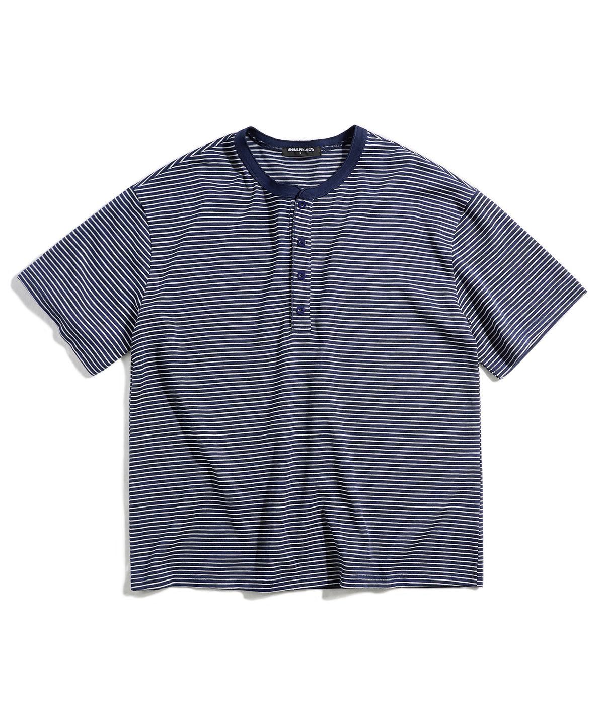 미니멀프로젝트(MINIMALPROJECT) 슬러브 스트라이프 헨리넥 반팔티셔츠 MST179 [NAVY]