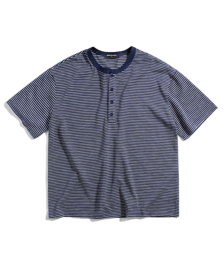슬러브 스트라이프 헨리넥 반팔티셔츠 MST179 [NAVY]