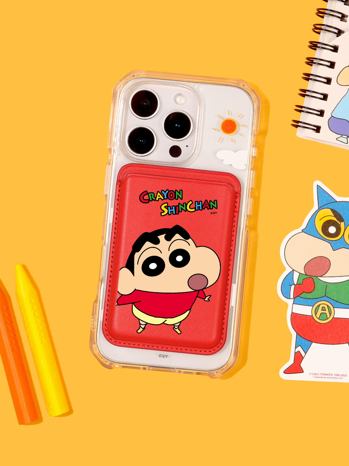 디자인스킨(DESIGNSKIN) 맥세이프 케이스+레더 포켓 SET_짱구는못말려