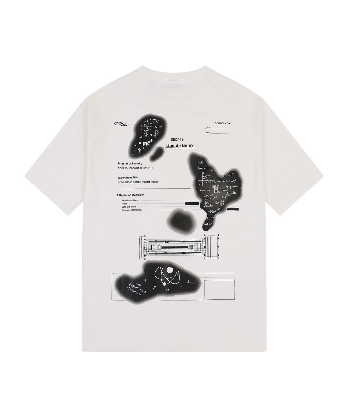 랩원오원(LAB101) 번트 홀 백 프린트 티셔츠 (WHITE)
