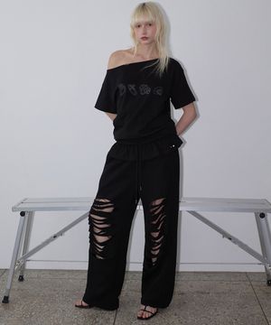 Damage Sweat Pants Black