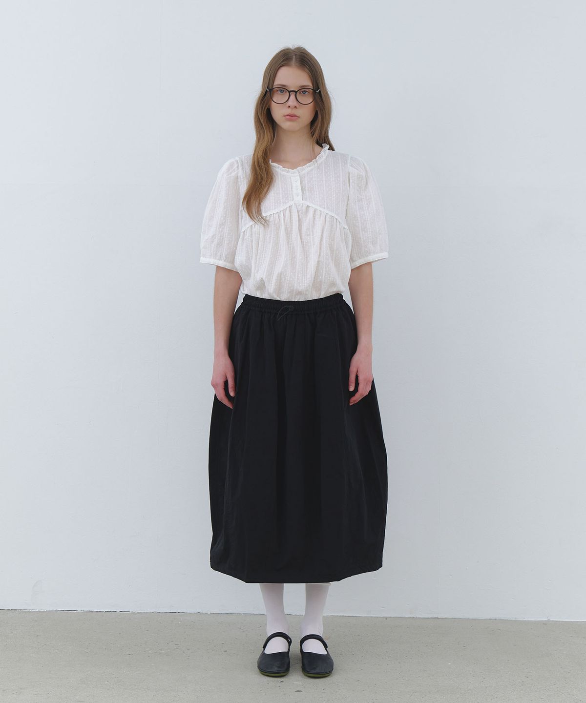 클루니(CLUNY) Tulip Volume Long Skirt - black