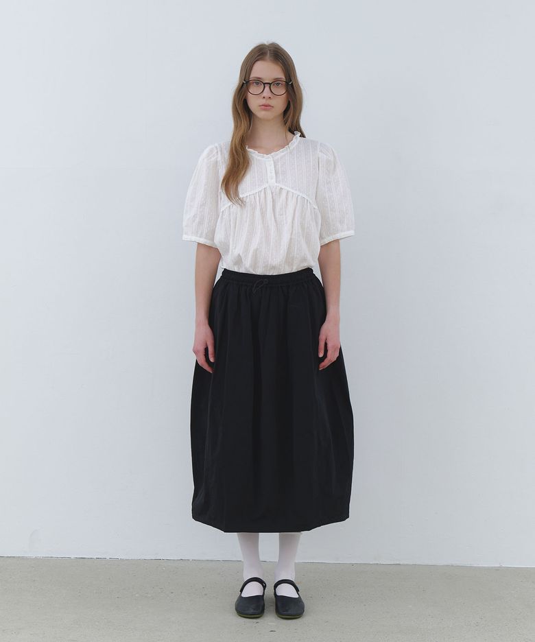 Tulip Volume Long Skirt - black