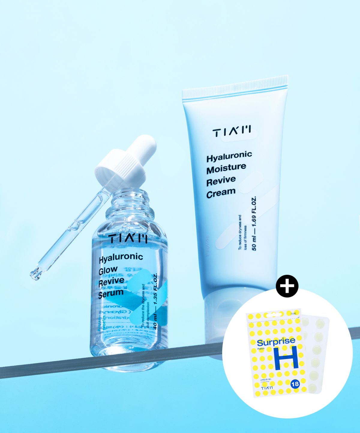 티암(TIAM) [2종세트] 히알루론산 글로우 리바이브 세럼 40ml + 리바이브 크림 50ml + [증정] H패치 1매