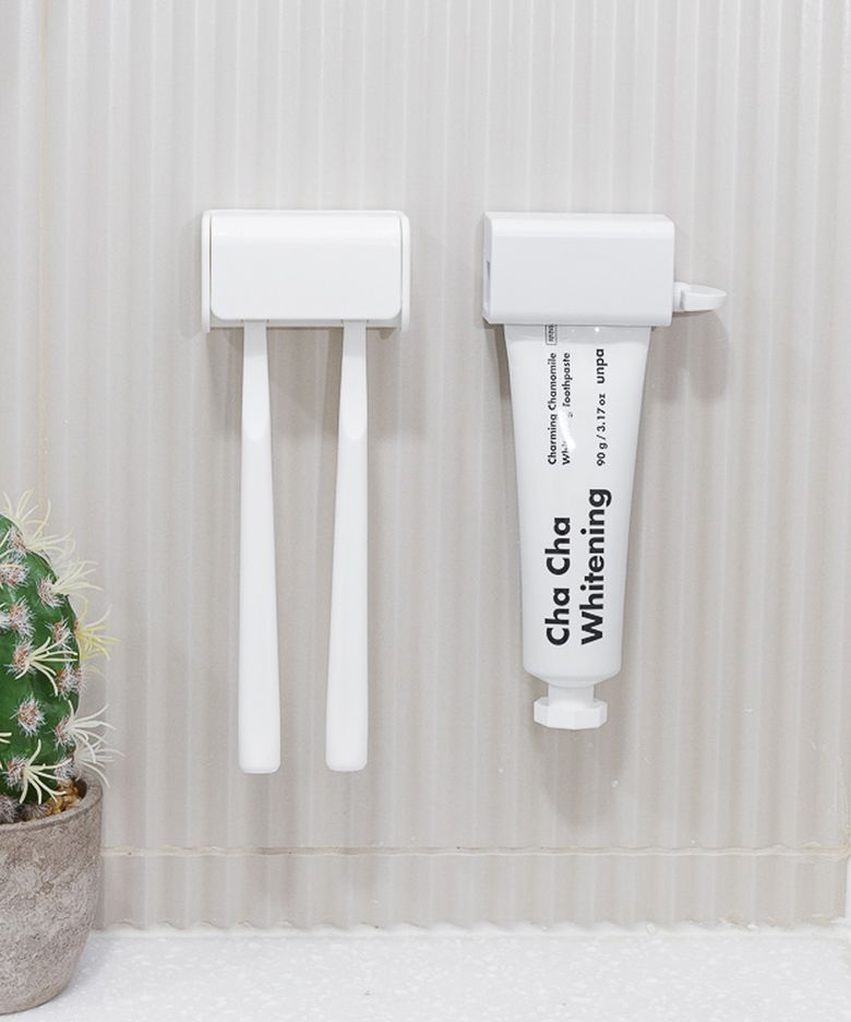 [2인 4인세트] 무타공 자석 치약 꽂이 칫솔 걸이 거치대