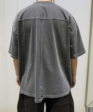 Edition7. 탄탄 디스트로이드 오버핏 반팔티 (다크그레이)