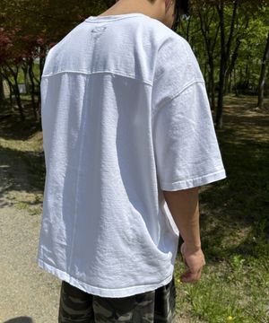 Edition7. 탄탄 디스트로이드 오버핏 반팔티 (화이트)