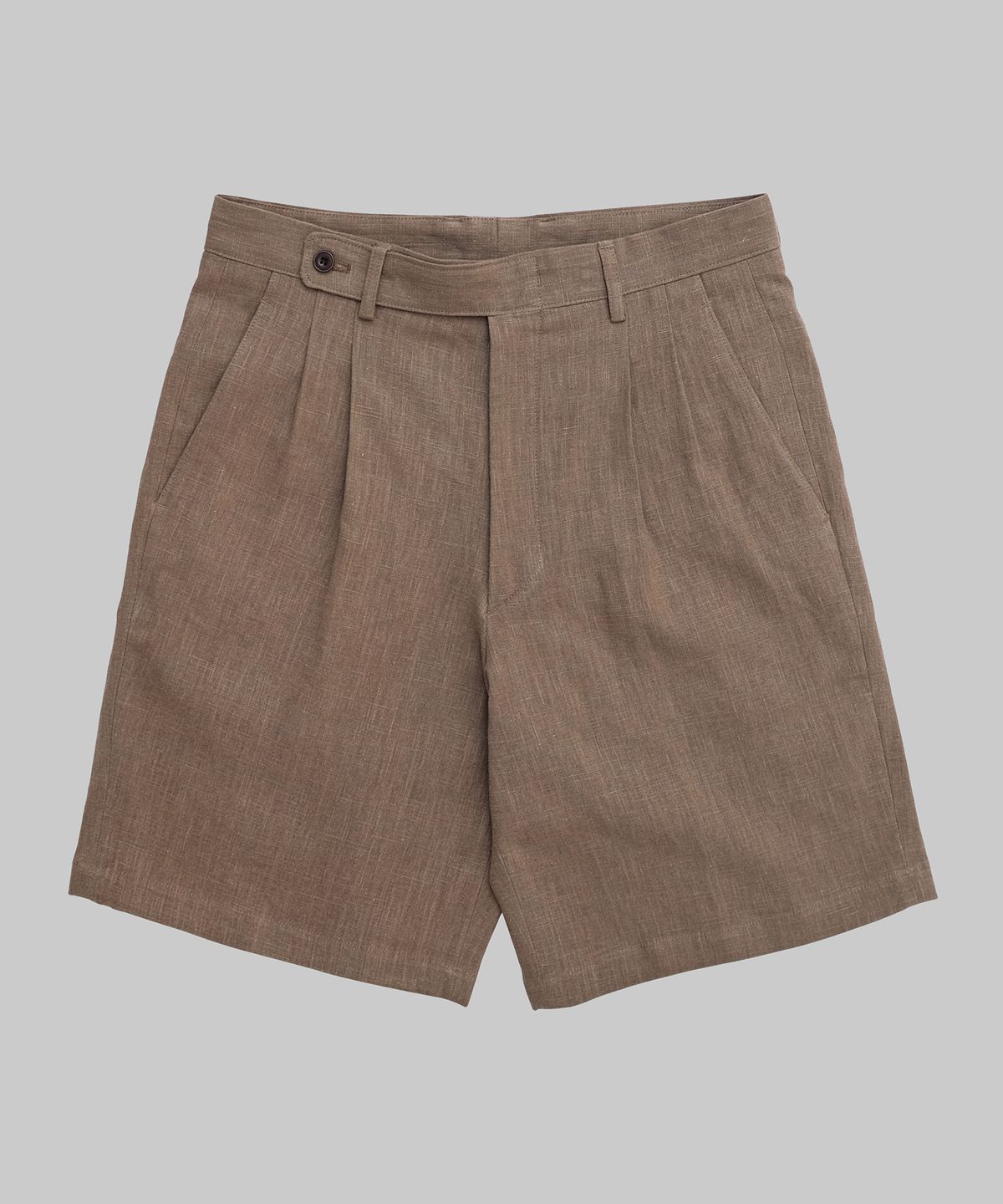 뗄라(TELA) Washed Brown Linen Two Pleats Shorts