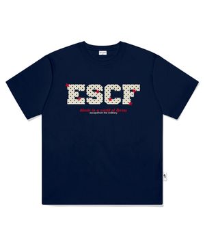 도트 스타 블룸 프린트 오버핏 반팔티 네이비