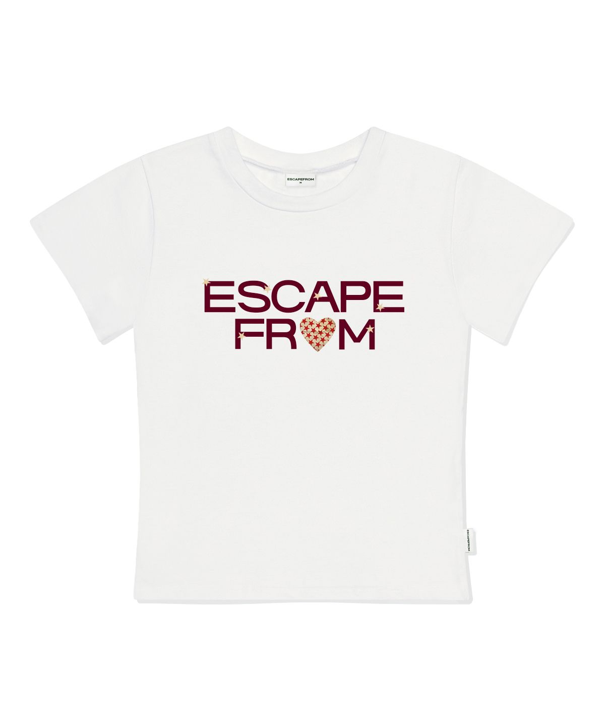 이스케이프프롬(ESCAPEFROM) 프롬 하트 프린트 슬림핏 반팔티 아이보리