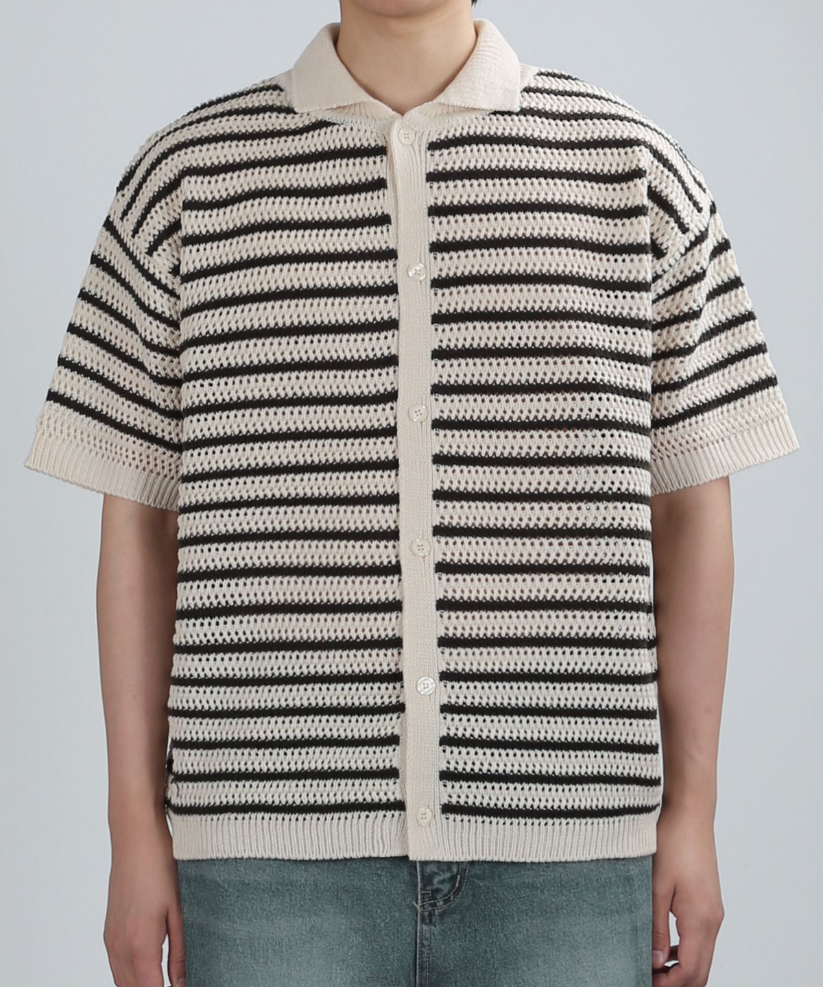 베리베인(VERYVAIN) STR SUMMER CARDIGAN (CREAM/CHARCOAL)