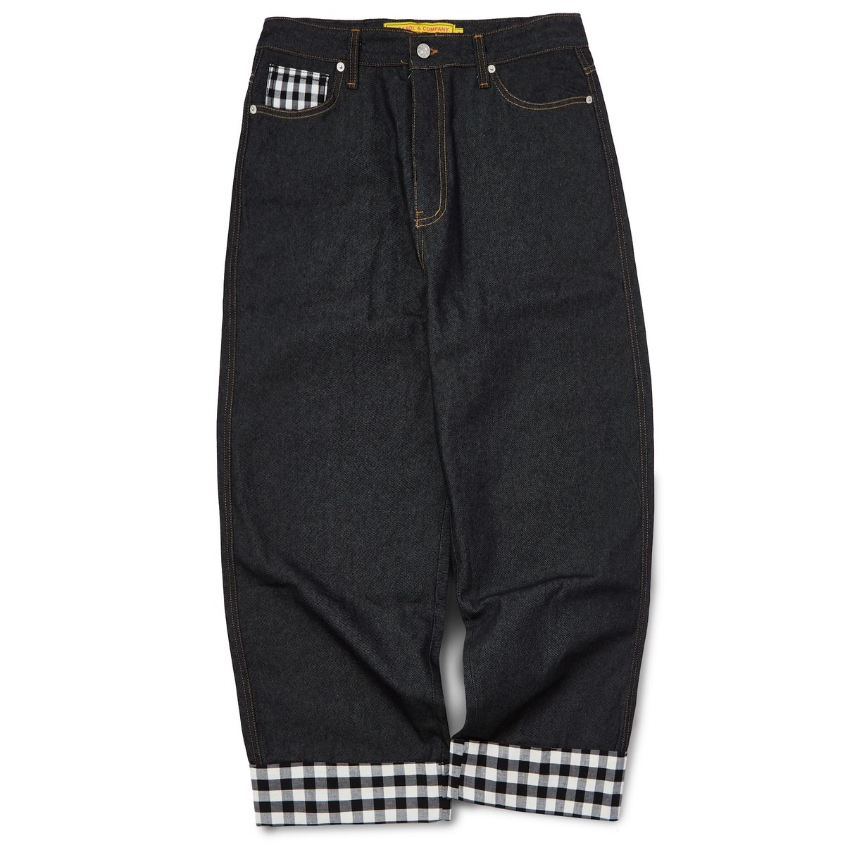 가먼츠팹(GARMENTS FAB) Check Turn Up Denim Pants (BLACK)