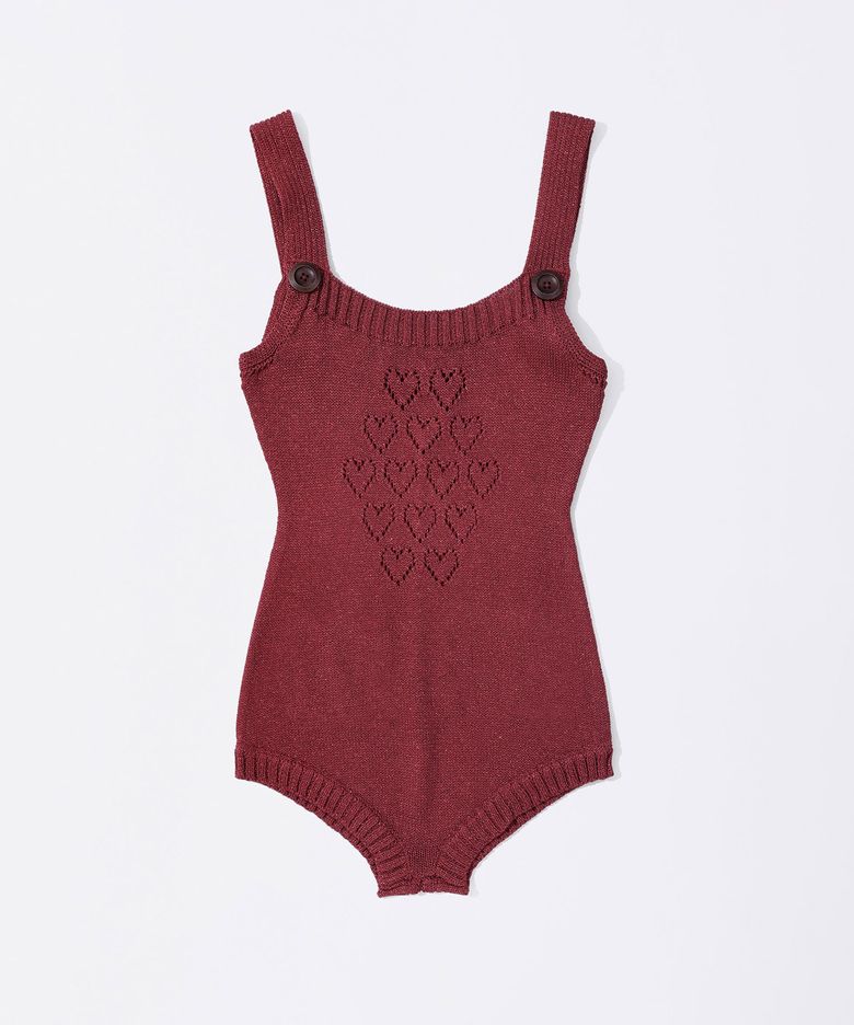 Overalls Knitted Bodysuit Red