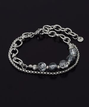 남성 패션 티타늄 크랙비즈 체인 두줄 팔찌 MFJBM33