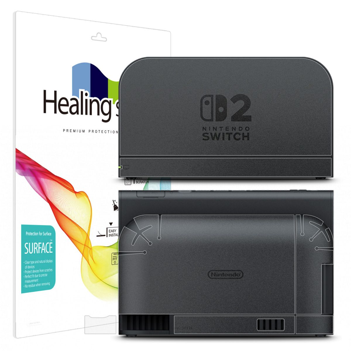 힐링쉴드(HEALINGSHIELD) 닌텐도 스위치 2 독(Dock) 무광 외부보호필름 2세트
