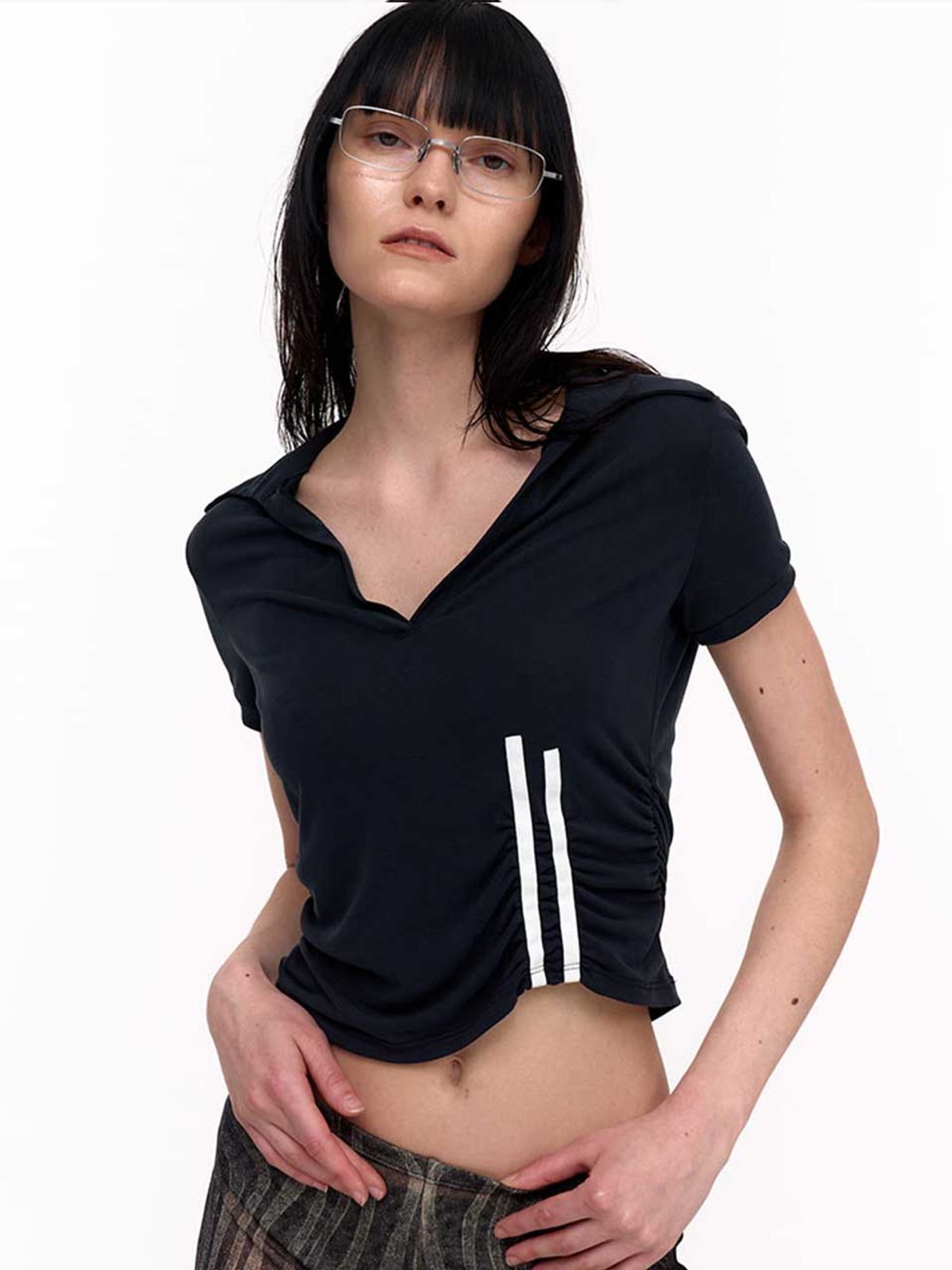 2000아카이브스(2000ARCHIVES) 2 ARCHIVES SHIRRING POLO (CHARCOAL)