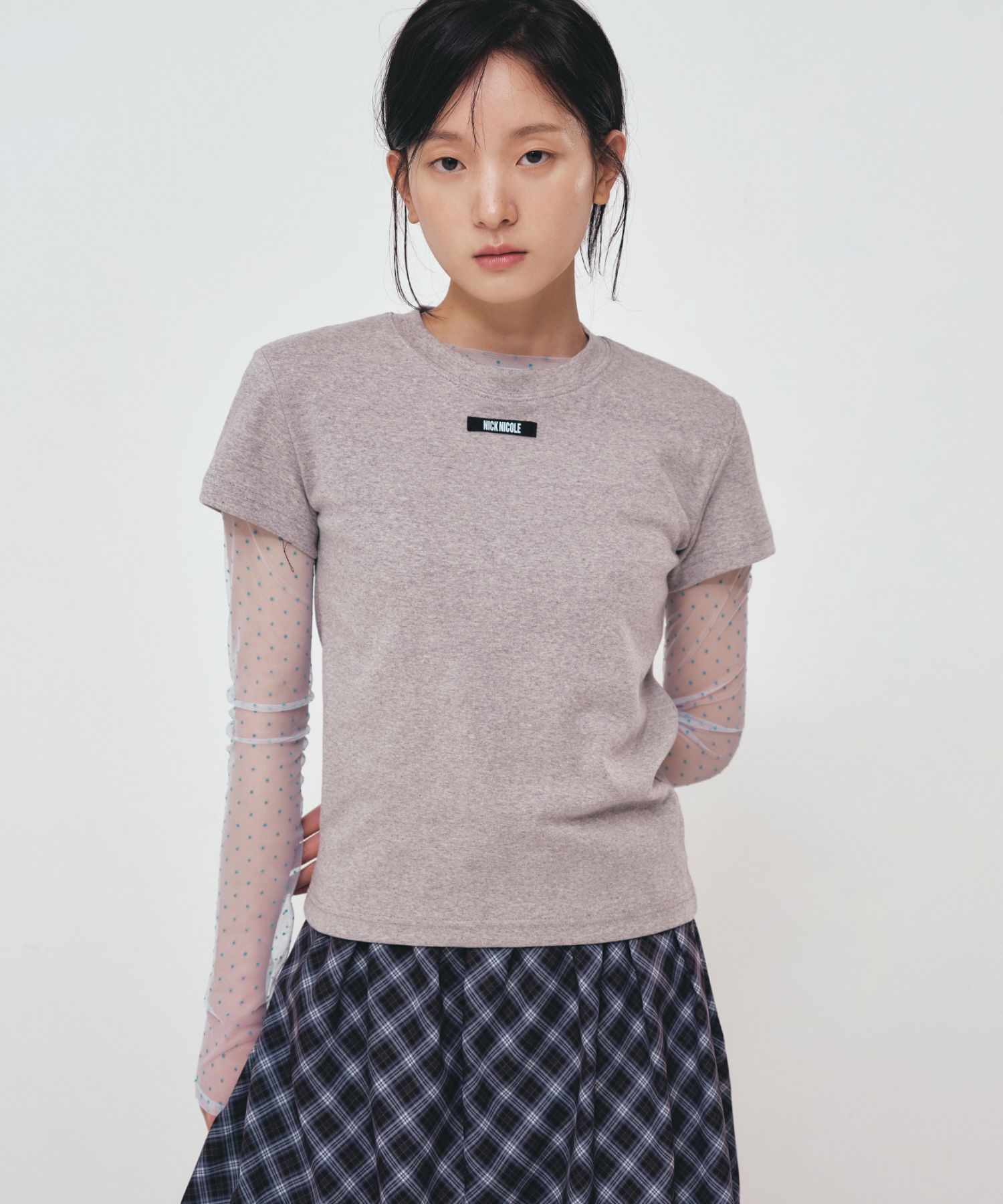 【NICK&NICOLE】 LABEL RIBBED HALF TOP /追跡付 MUSINSA公式 | NICK&NICOLE LABEL RIBBED HALF TOP_NAVY