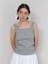 Cotton Ribbed Square Neck Sleeveless Top - gray